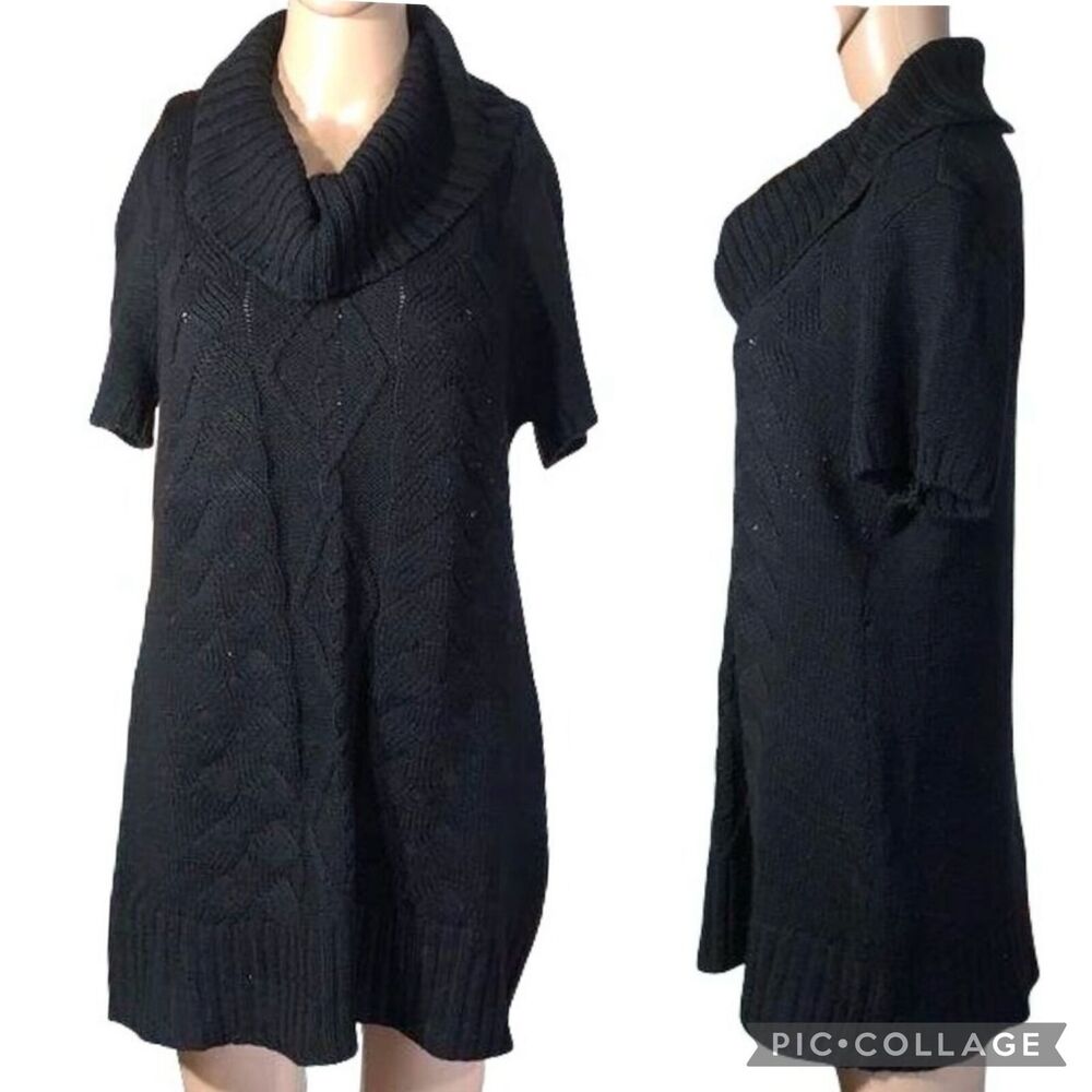 No Boundaries Womens Sweater Dress Tunic Pullover Cowl Neck Knit Mini Black XL